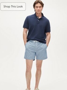 J. Crew Light Blue Patterned Swim Shorts